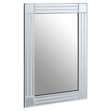 Rectangular mirror with decorative frame on a white background