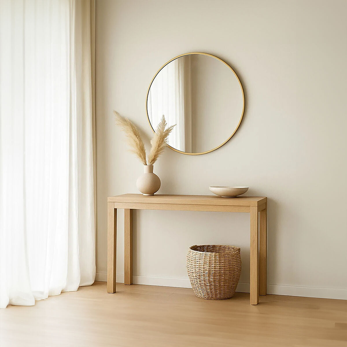 Avento Small Round Gold Wall Mirror