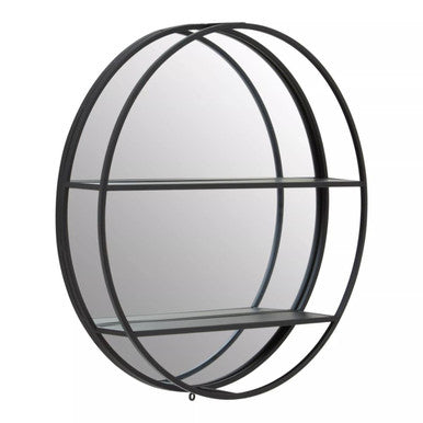 Avento Black Shelved Wall Mirror