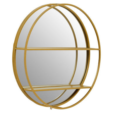 Avento Gold Shelved Wall Mirror