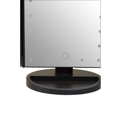 Cassini Tri Fold Black Led Table Mirror