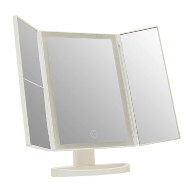 Cassini Tri Fold White LED Table Mirror