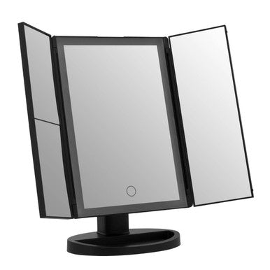 Cassini Tri Fold Border Black Table Mirror