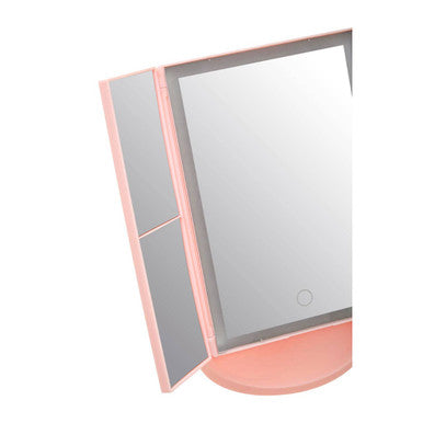Cassini Tri Fold Pink LED Table Mirror