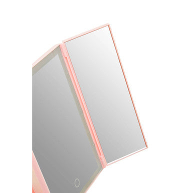 Cassini Tri Fold Pink LED Table Mirror