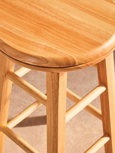 Solid Natural Tropical Hevea Wood Bar Stool