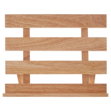 Wooden slat headboard on a white background