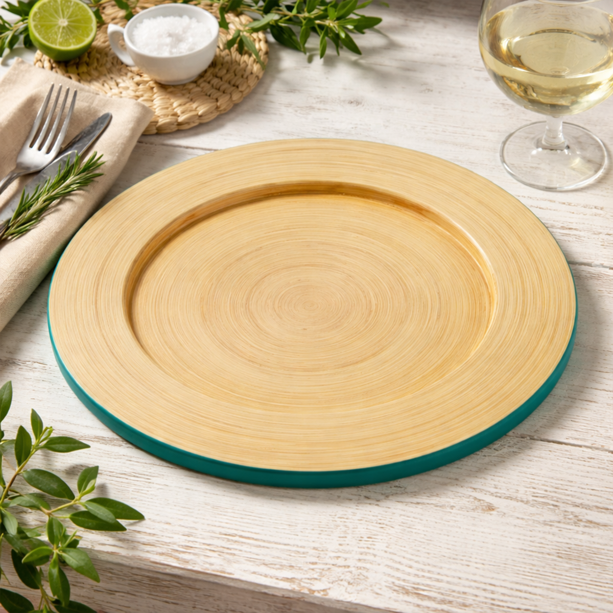 Kyoto Turquoise Bamboo Charger Plate