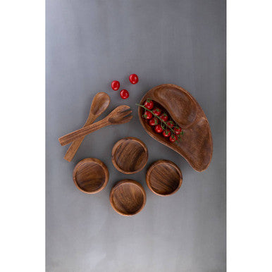 Kora Acacia Two Section Bean Shaped Dish