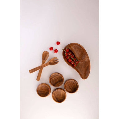 Kora Acacia Two Section Bean Shaped Dish