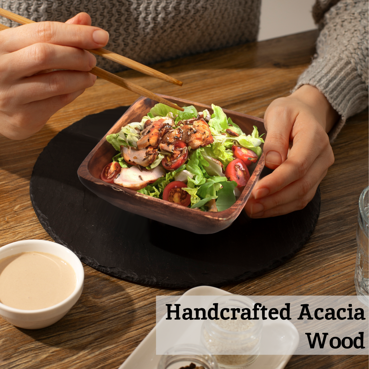 Kora Acacia Small Square Serving Bowl