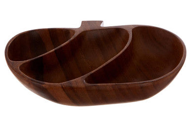 Wooden salad bowl with a unique design on a white background