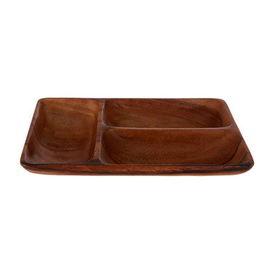 Kora Three Section Serving Dish In Acacia Wood