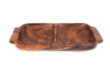 Kora Acacaia Two Section Serving Dish With Handles