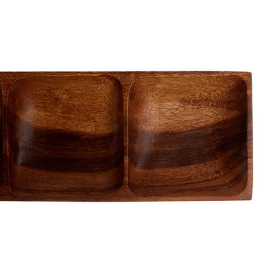 Kora Acacia Three Section Rectangular Serving Dish