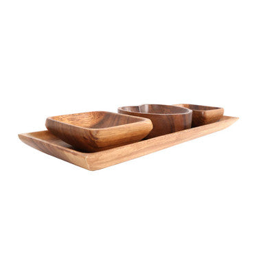 Kora Acacia 3PC Serving Dish Set With Tray
