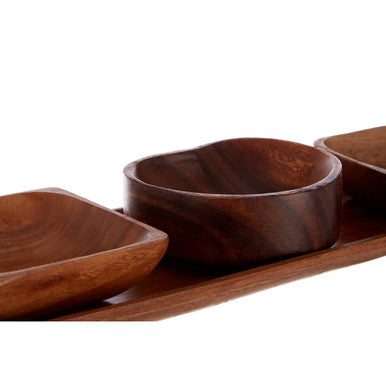 Kora Acacia 3PC Serving Dish Set With Tray