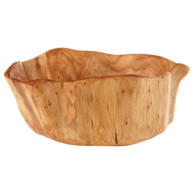 Wooden bowl on a white background