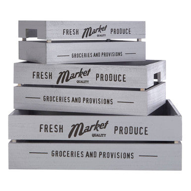 Set Of 3 Rustic Provisions Grey Crates