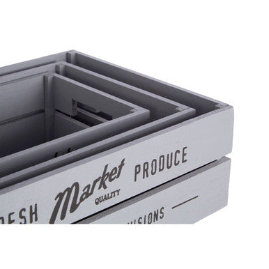 Set Of 3 Rustic Provisions Grey Crates