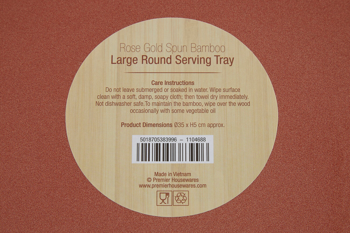 Kyoto Large Round Rose Gold Serving Tray