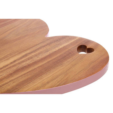 Socorro Acacia Heart Chopping And Serving Board With Pink Edge