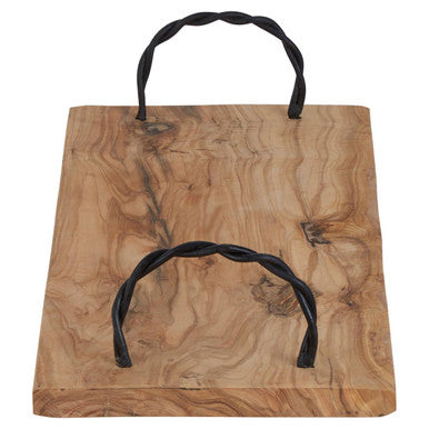 Kora Rectangular Olive Wood Platter With Side Handles