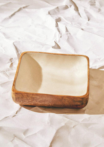 Kara Medium Mango Wood Square Bowl