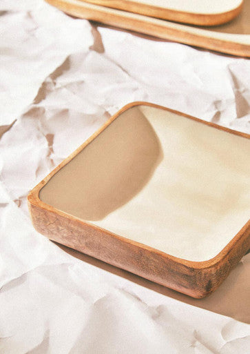 Kara Medium Mango Wood Square Bowl
