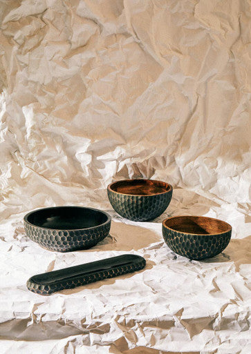 Kara Black Mango Wood Serving Dish