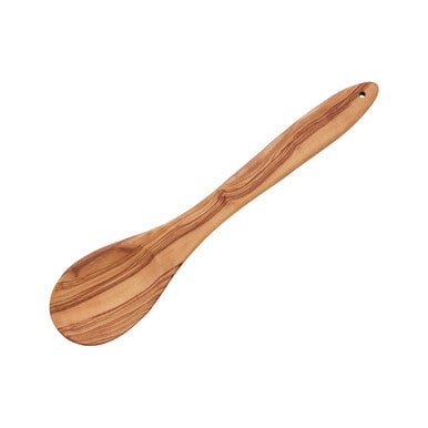 Wooden spoon with a striped pattern on a white background