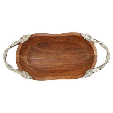 Vine Acacia Wood Large Oval Bowl