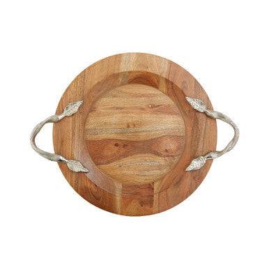 Vine Large Acacaia Wood Round Tray