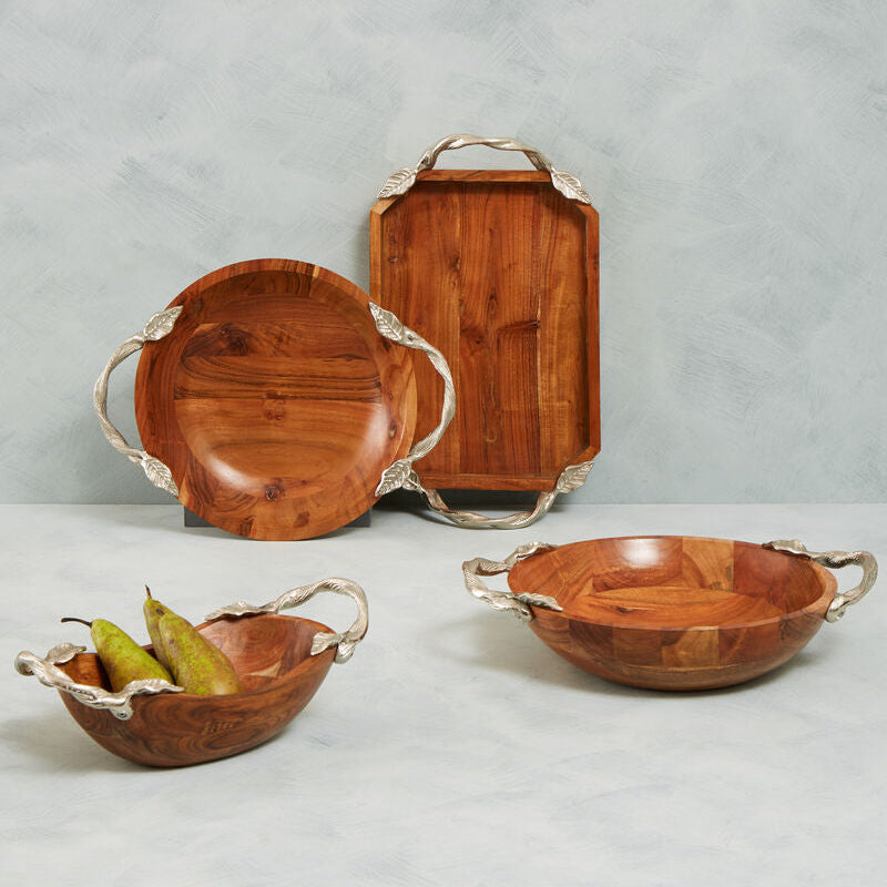 Vine Acacia Wood Small Rectangular Tray