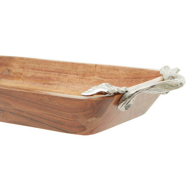 Vine Acacia Wood Rectangular Bowl