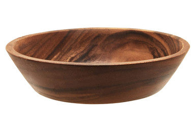 Wooden bowl with a natural finish on a white background