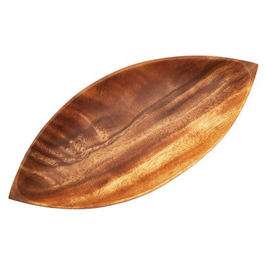 Wooden leaf-shaped platter on a white background