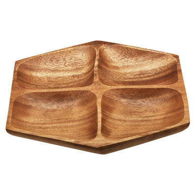Kora Small Four Section Serving Dish In Acacia Wood