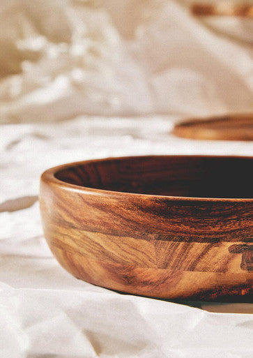 Rosi Small Sheesham Wood Shallow Salad Bowl