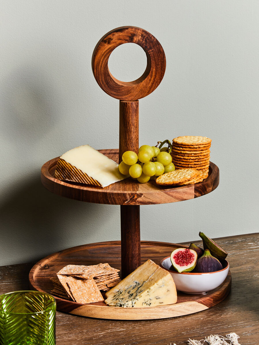 Kora Sheesham Wood Two Tier Cake Stand