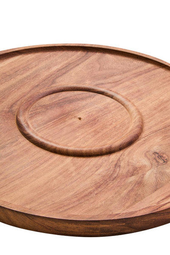 Kora Acacia Wood And Cream Marble Chip And Dip Plate