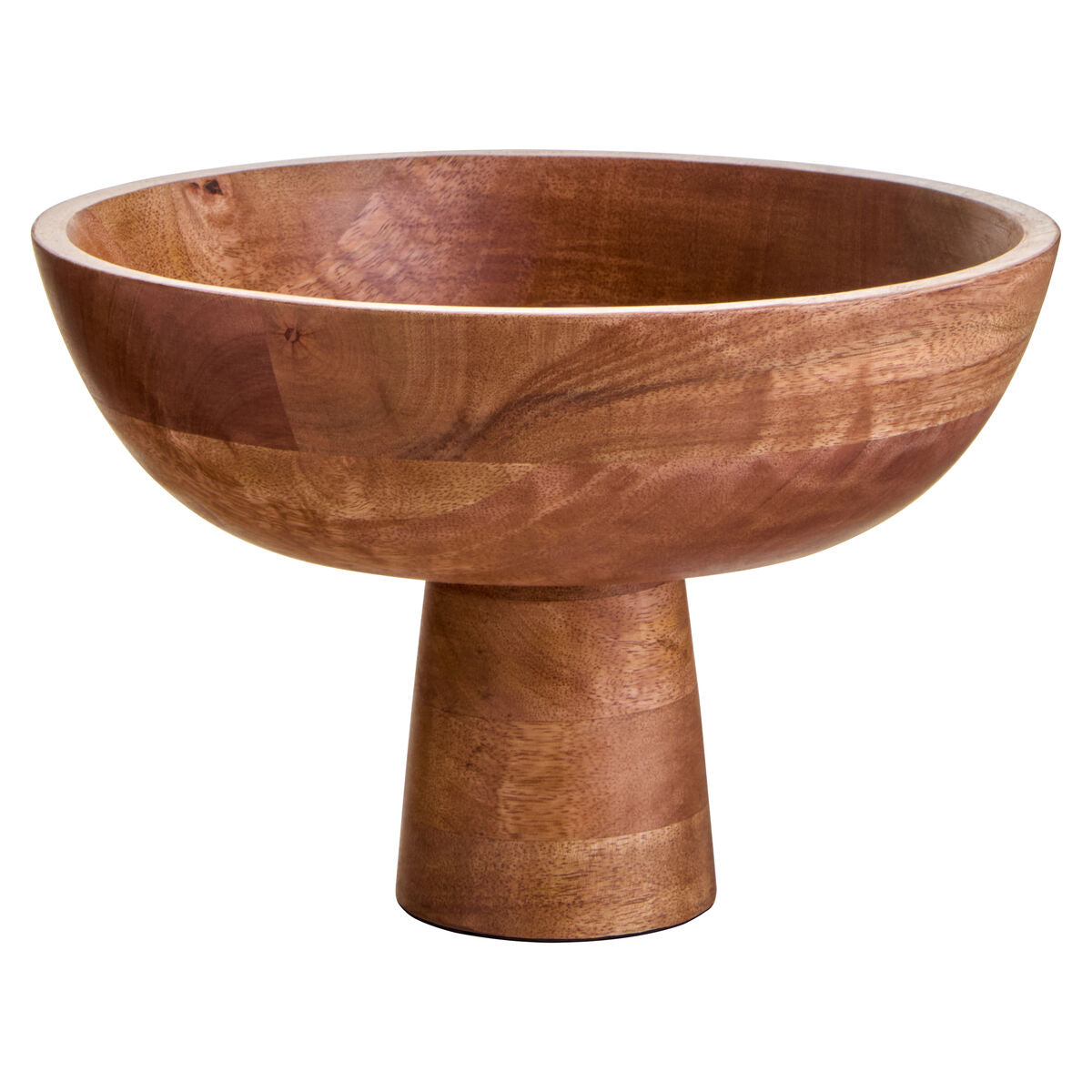 Kara Mango Wood Serving or Fruit Bowl with Pedestal Base - Image 2
