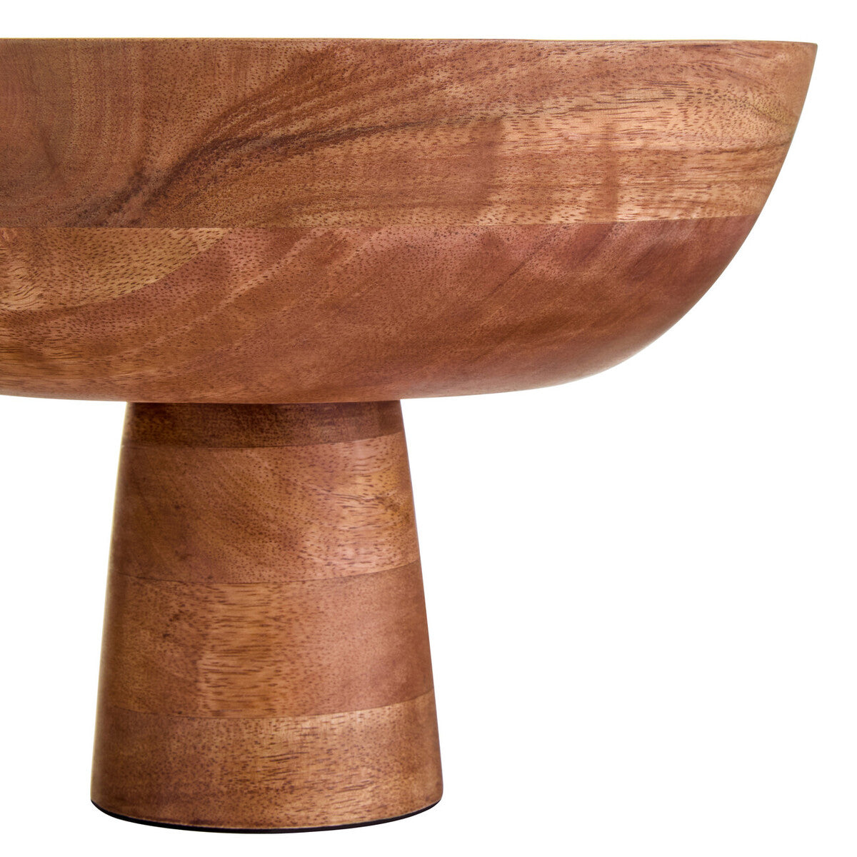 Kara Mango Wood Serving or Fruit Bowl with Pedestal Base - Image 4