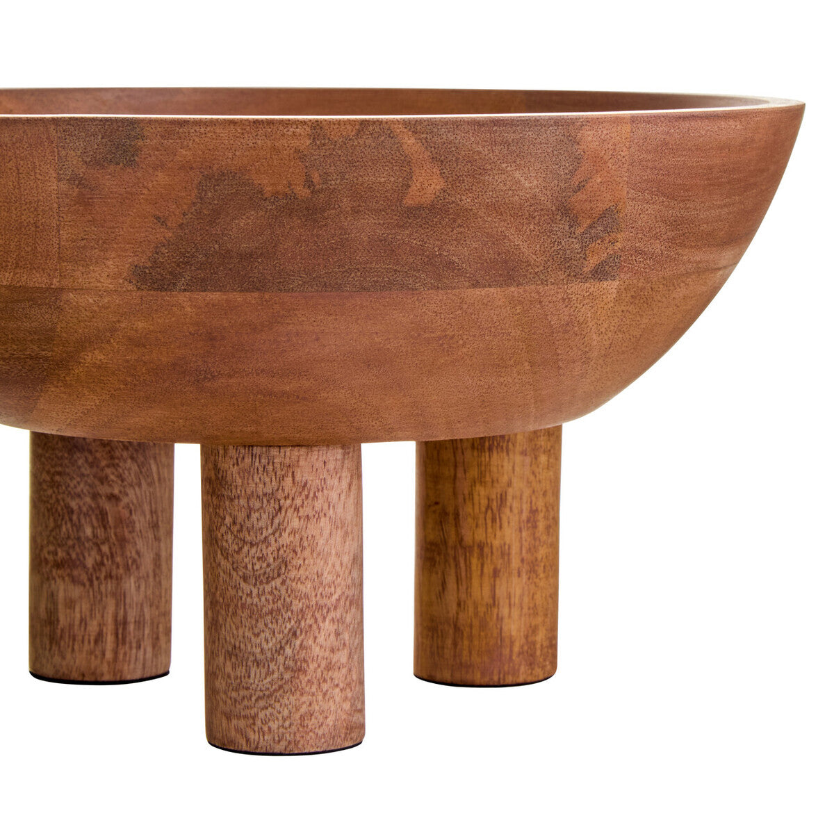 Kara Mango Wood Serving or Fruit Bowl with Footed Base - Image 3
