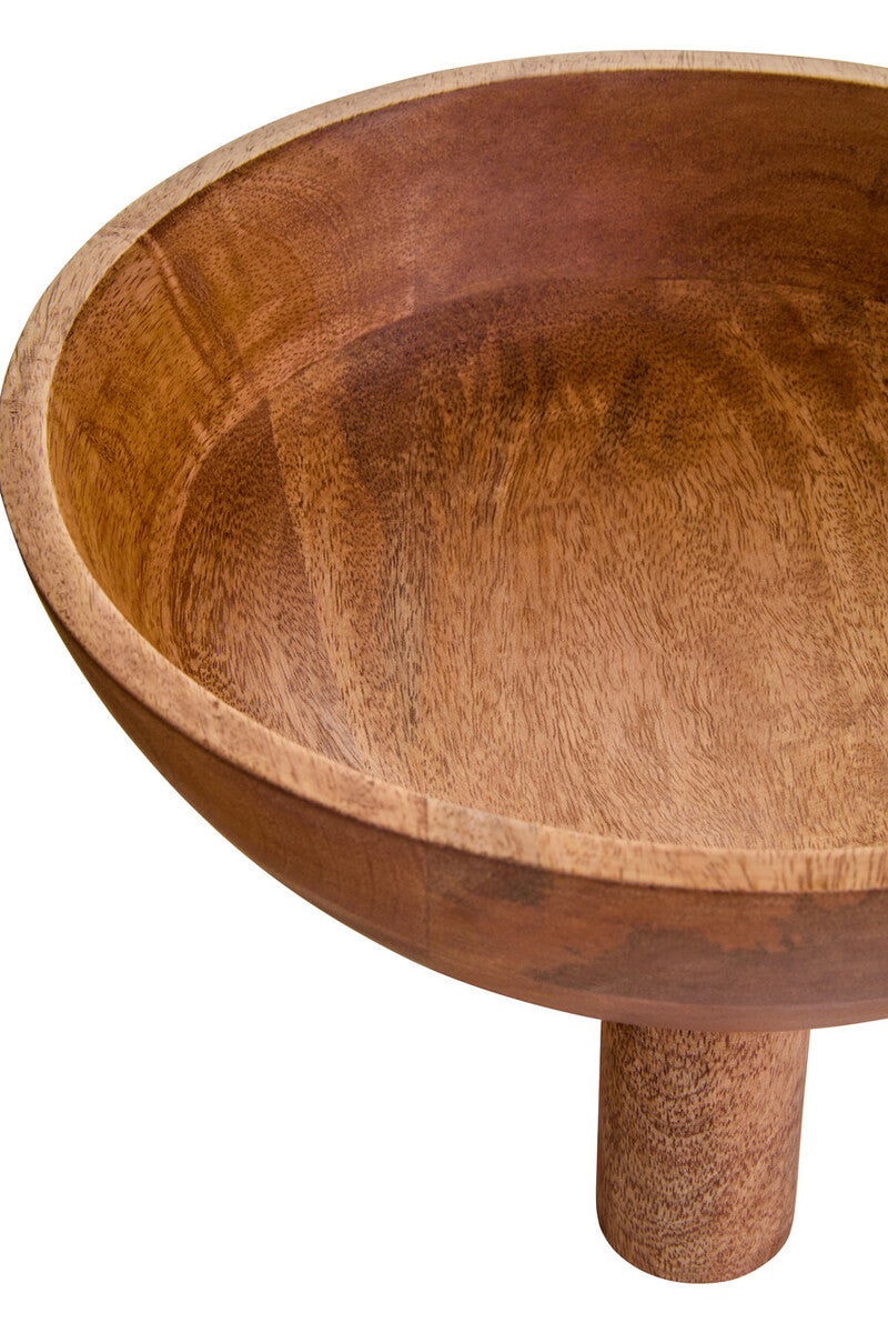 Kara Mango Wood Serving or Fruit Bowl with Footed Base - Image 4