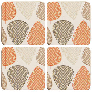 Orange Leaf Set Of Four Coasters - image 1