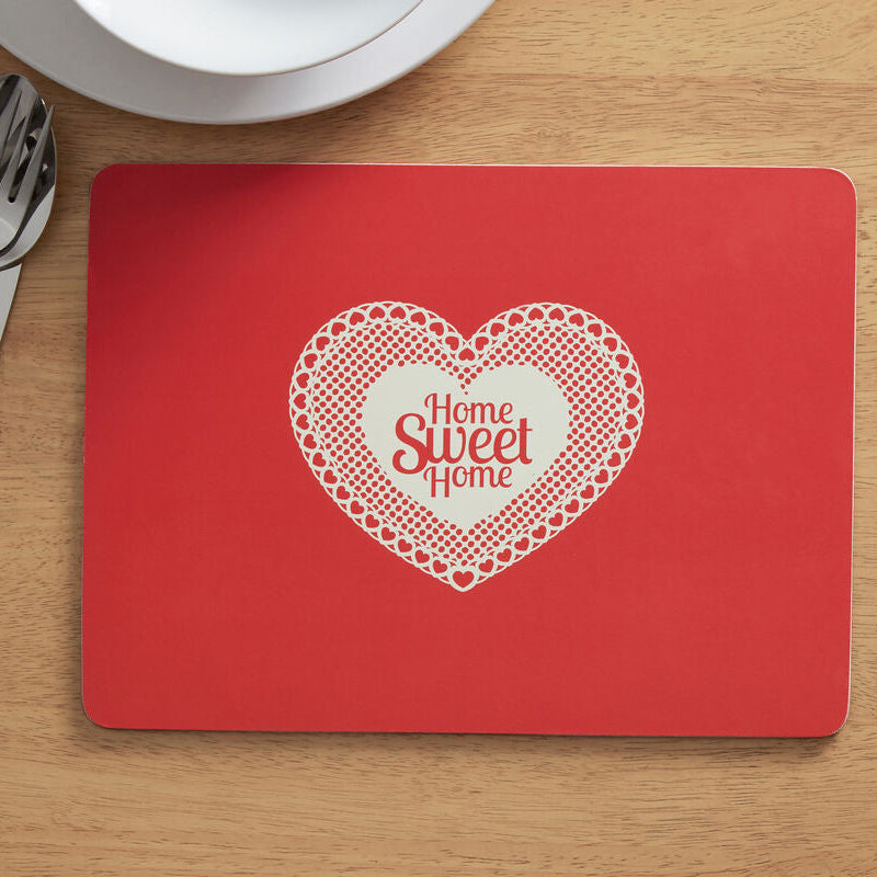 Red placemat with &
