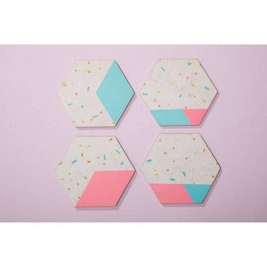 Mimo Set Of 4 Hexagonal Cork Coasters