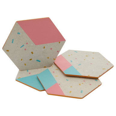 Mimo Set Of 4 Hexagonal Cork Coasters
