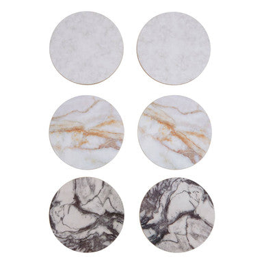Mimo 6Pc Marble Effect Assorted Cork Coasters
